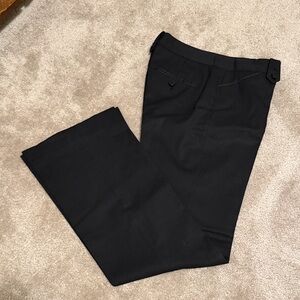 Black High-Waist Pants with Leopard Print Waistband